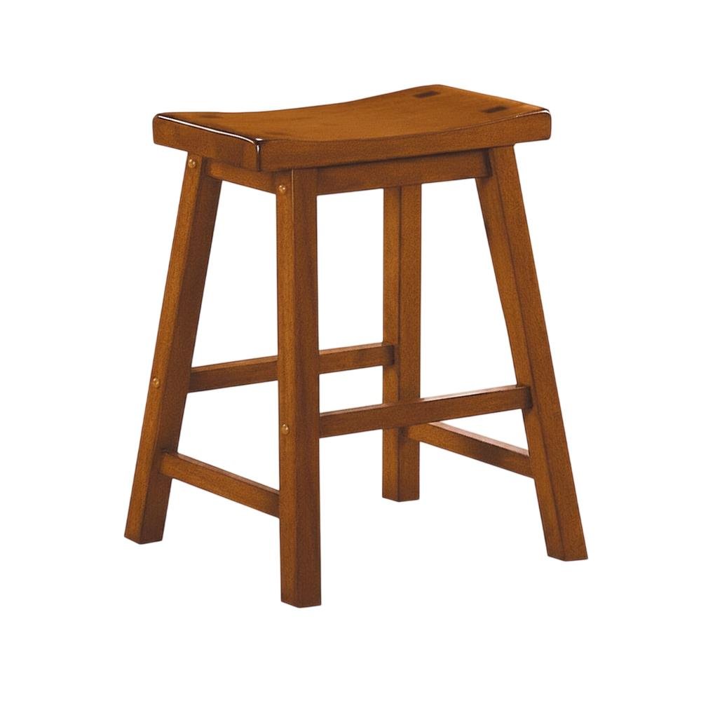 Saddleback Solid Wood Counter Stool with Saddle Seat, Oak, Set of 2. Picture 3