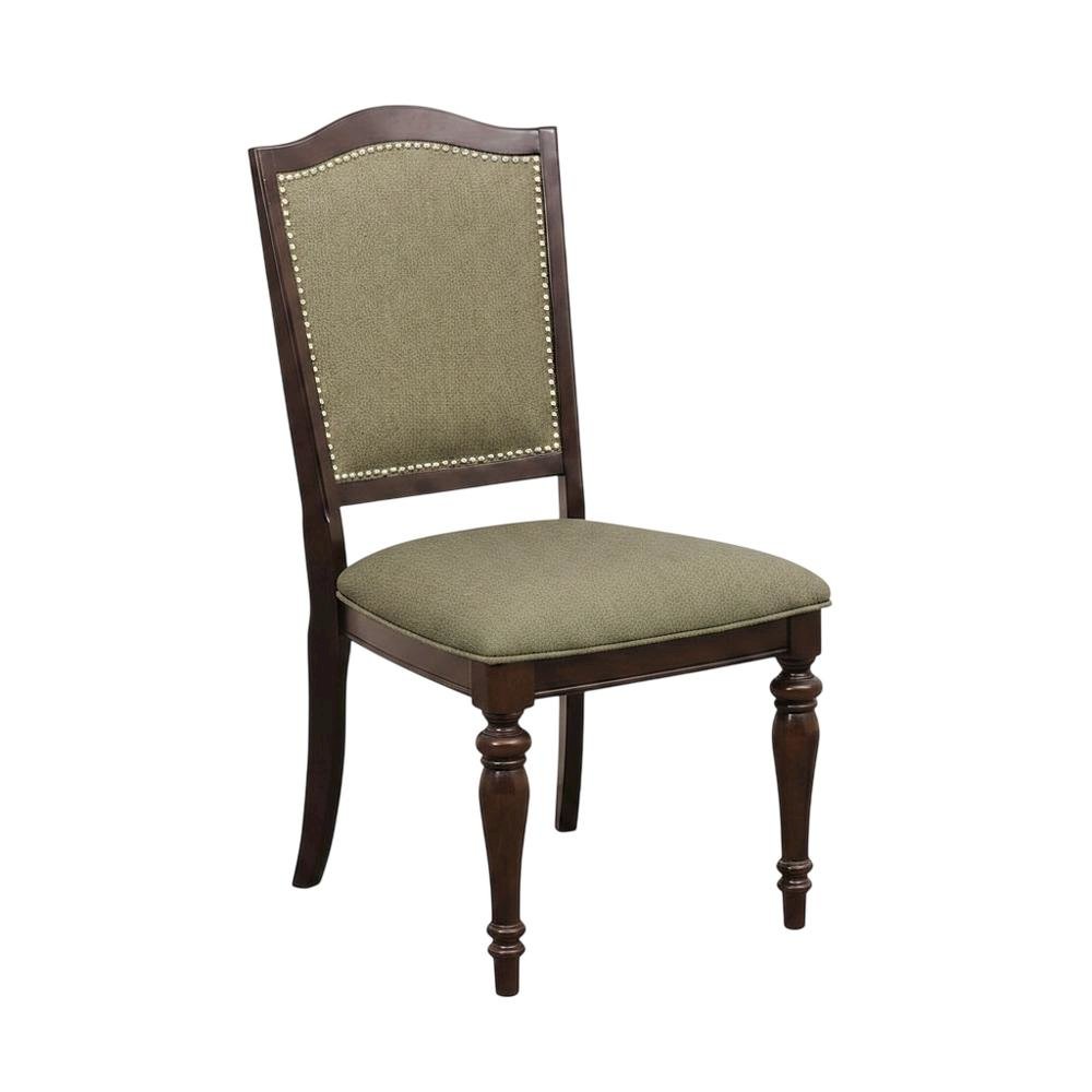 Marston Asian Hardwood High-Back Wood Dining Side Chairs, Dark Cherry, Set of 2. Picture 3