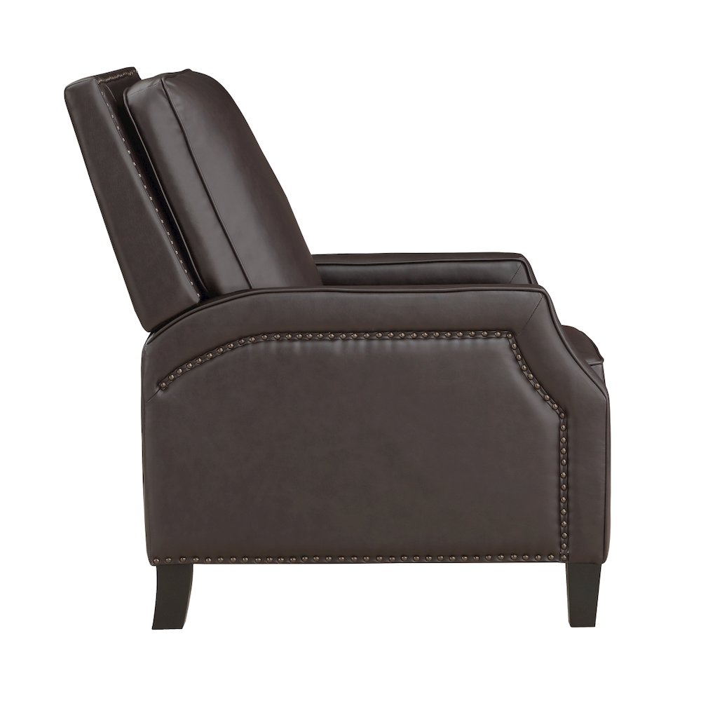 Lexicon Berenson Faux Leather Push Back Recliner in Dark Brown. Picture 4