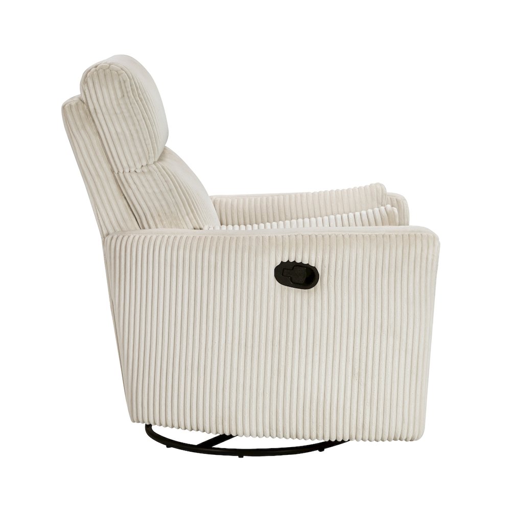 Lexicon Traverse Corduroy Swivel Glider Reclining Chair in Beige. Picture 4