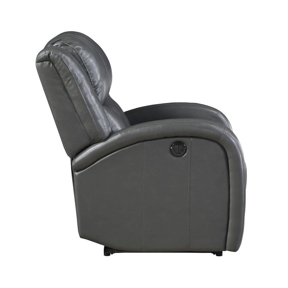 Lexicon Foxcroft Faux Leather Power Reclining Chair in Gray. Picture 4