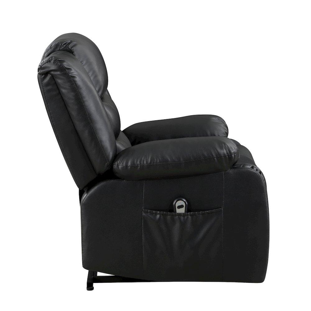 Lexicon Carson Faux Leather Power Lift Chair in Black. Picture 4