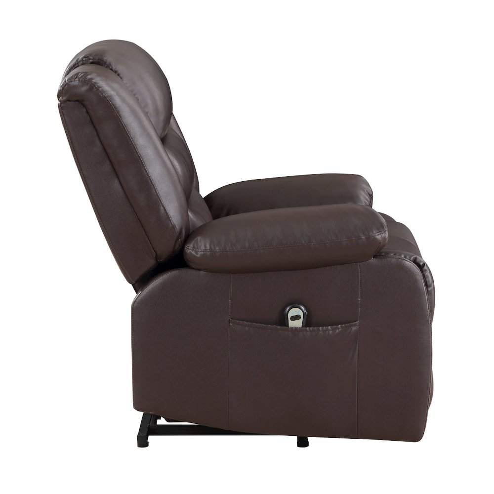Lexicon Carson Faux Leather Power Lift Chair in Dark Brown. Picture 4
