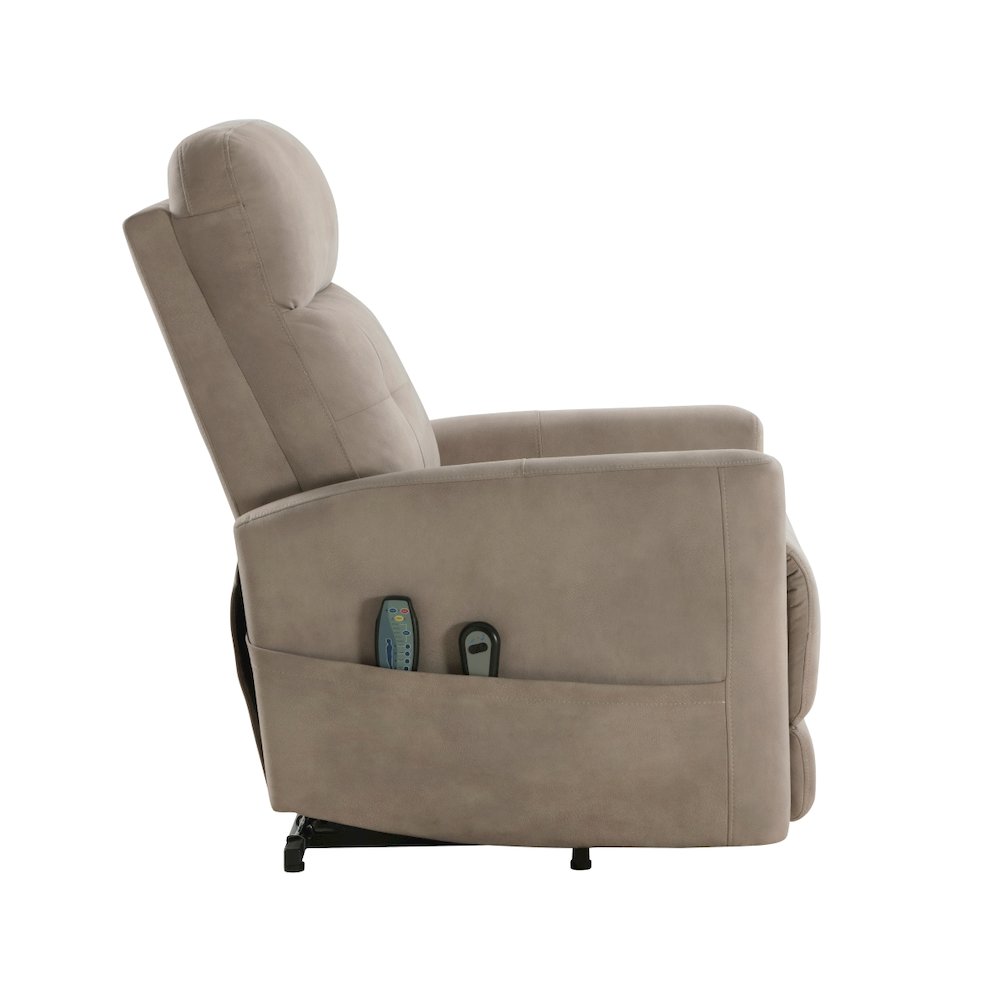 Lexicon Wichita Textured Fabric Power Lift Chair in Brown. Picture 4