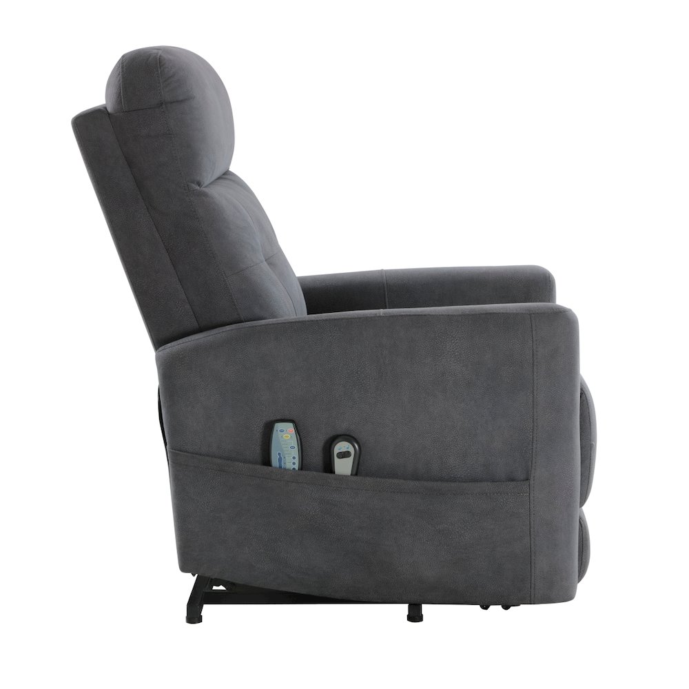 Lexicon Wichita Textured Fabric Power Lift Chair in Dark Gray. Picture 4