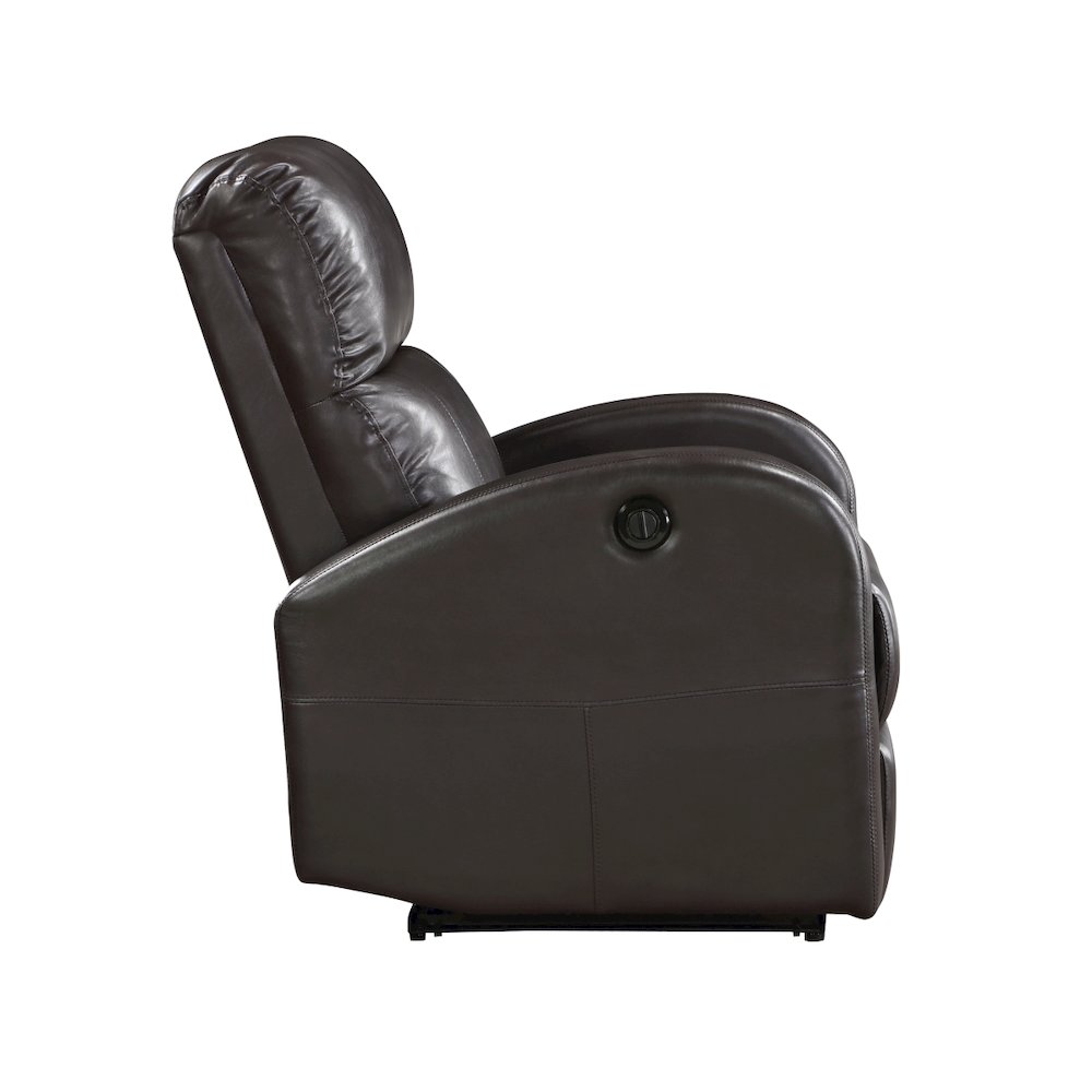Lexicon Wiley Faux Leather Power Reclining Chair in Brown. Picture 4