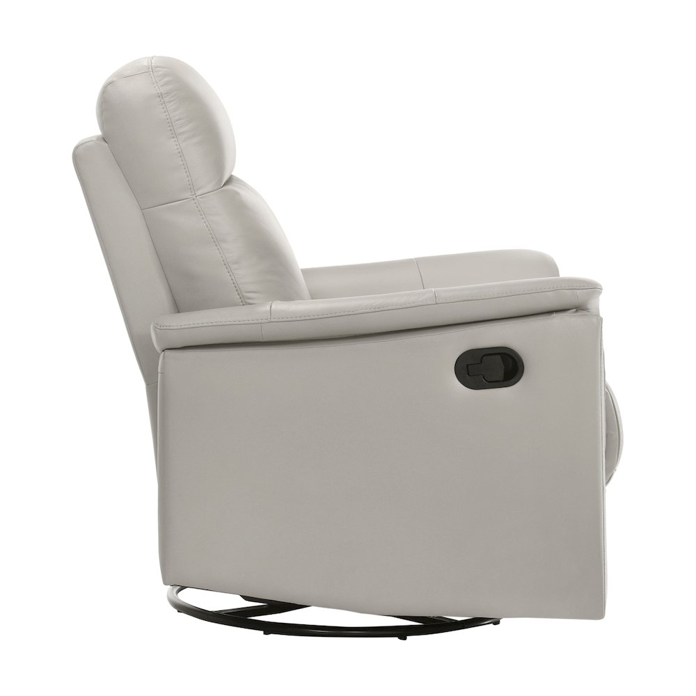 Lexicon Bristow Leather Swivel Glider Reclining Chair in Silver. Picture 4