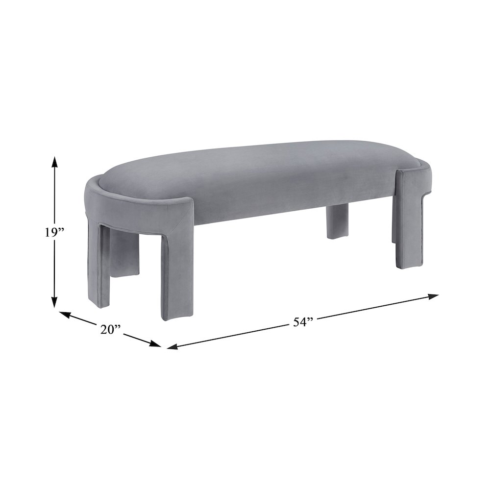 Flux Velvet Bench in Gray. Picture 4