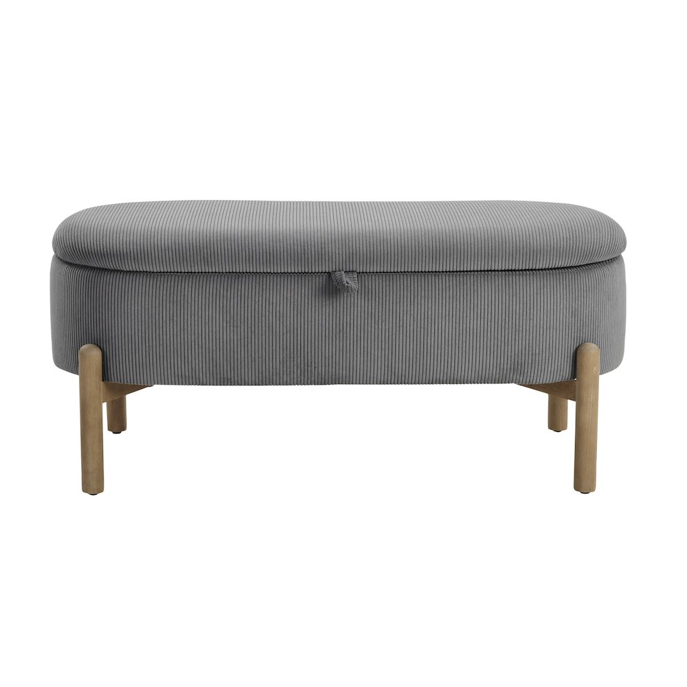 Mavis Corduroy Lift Top Storage Bench in Gray. Picture 3