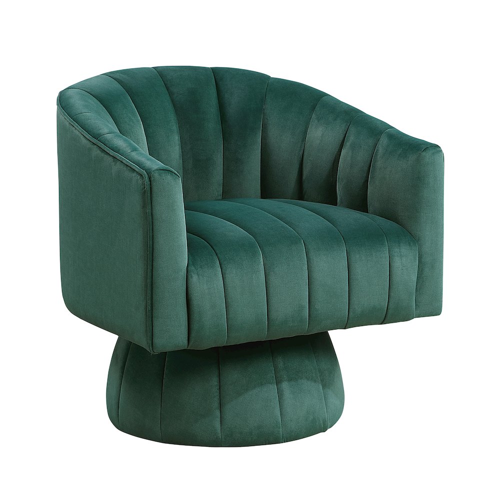 Lonita Velvet Swivel Chair in Dark Green. Picture 1