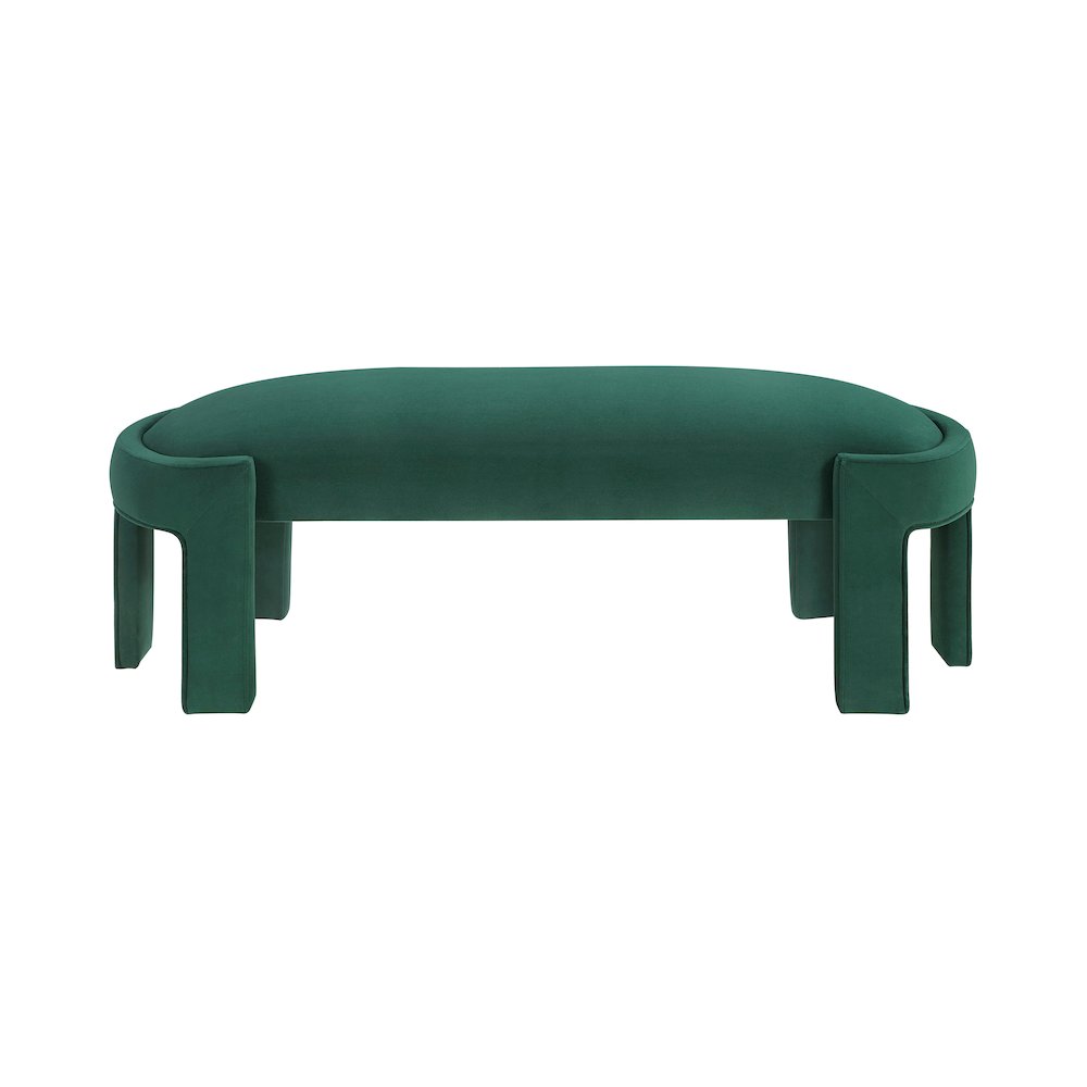 Flux Velvet Bench in Green. Picture 3