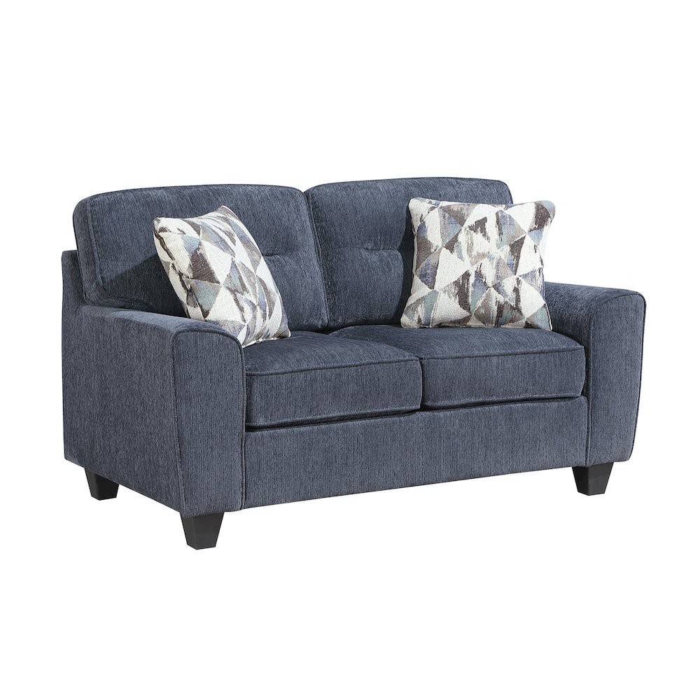 Bennett Chenille 2pc Set: Sofa, Love in Blue. Picture 1