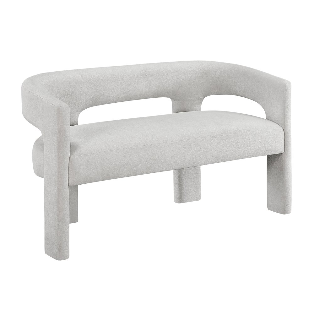 Marais Boucle Dining Bench in Light Gray. Picture 1
