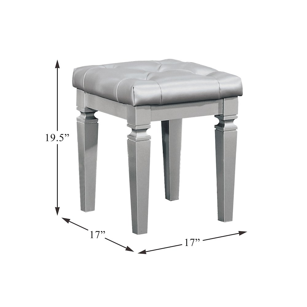 Allura Rubberwood Vanity Stool in Silver. Picture 3