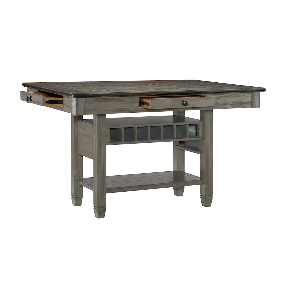 Granby Pine 5-Piece Counter Height Dining Set in Coffee and Antique Gray. Picture 2