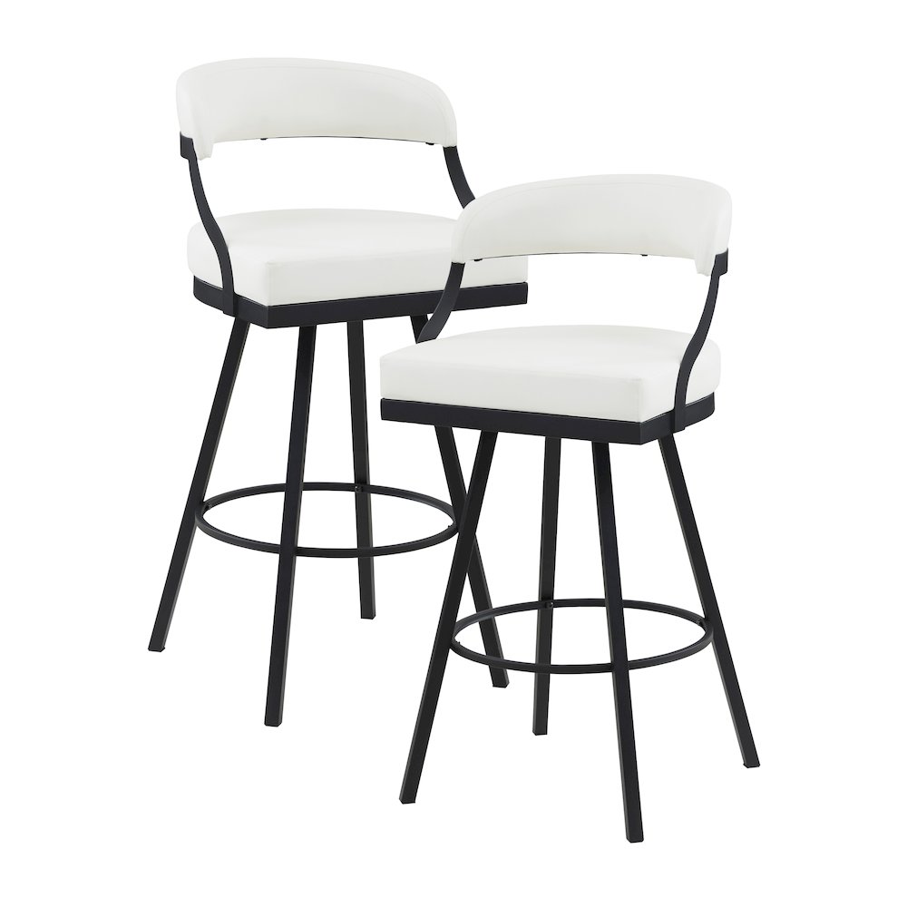 Crowley Faux leather Swivel Pub Height Chair in White. Picture 1