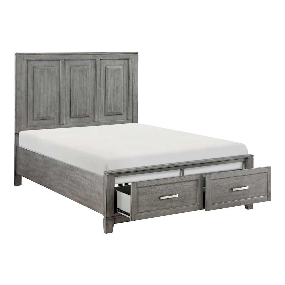 Garretson Acacia Full Platform Bed with Footboard Storage in Gray. Picture 8