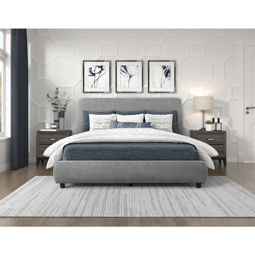 Alford Chenille Eastern King Platform Bed in Gray. Picture 2