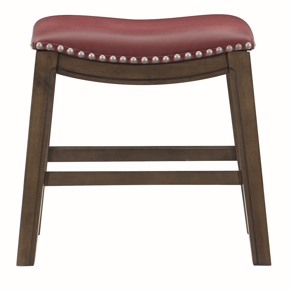 Ordway Solid Wood 18" Height Saddle Stool in Red. Picture 3