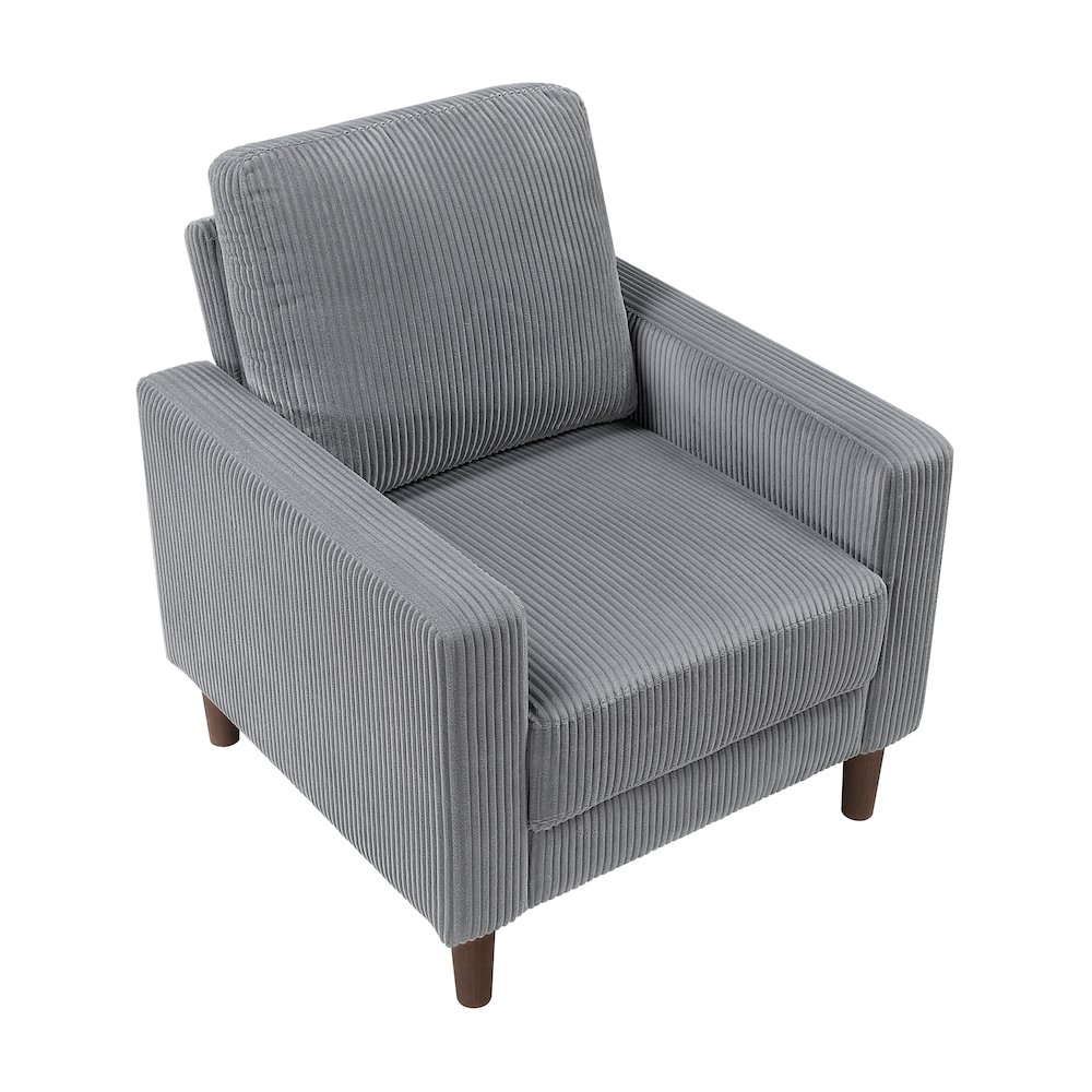 Crandall Corduroy Chair in Gray. Picture 2