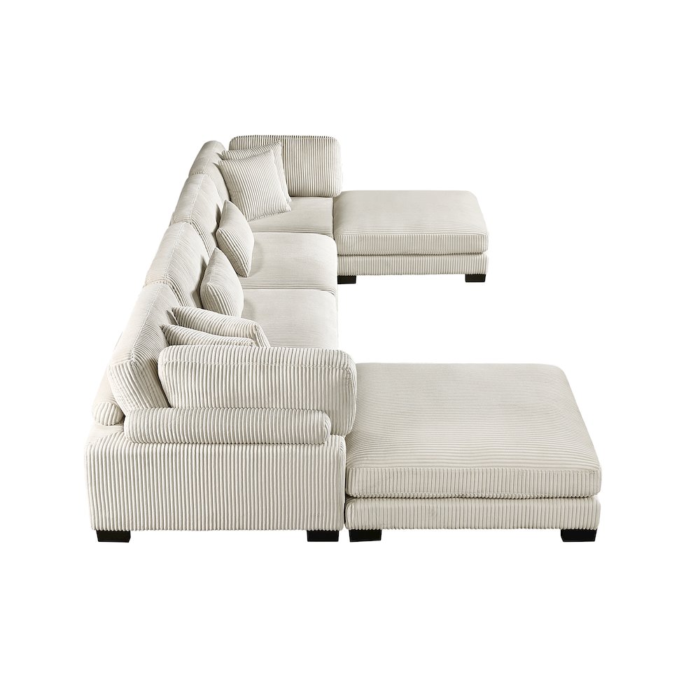 Traverse Corduroy 6-Piece Modular Sectional with Ottomans in Beige. Picture 4