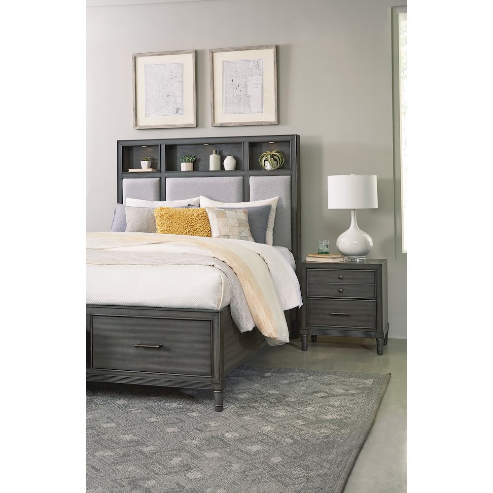 Wittenberry Asian Hardwood Nightstand in Gray. Picture 3