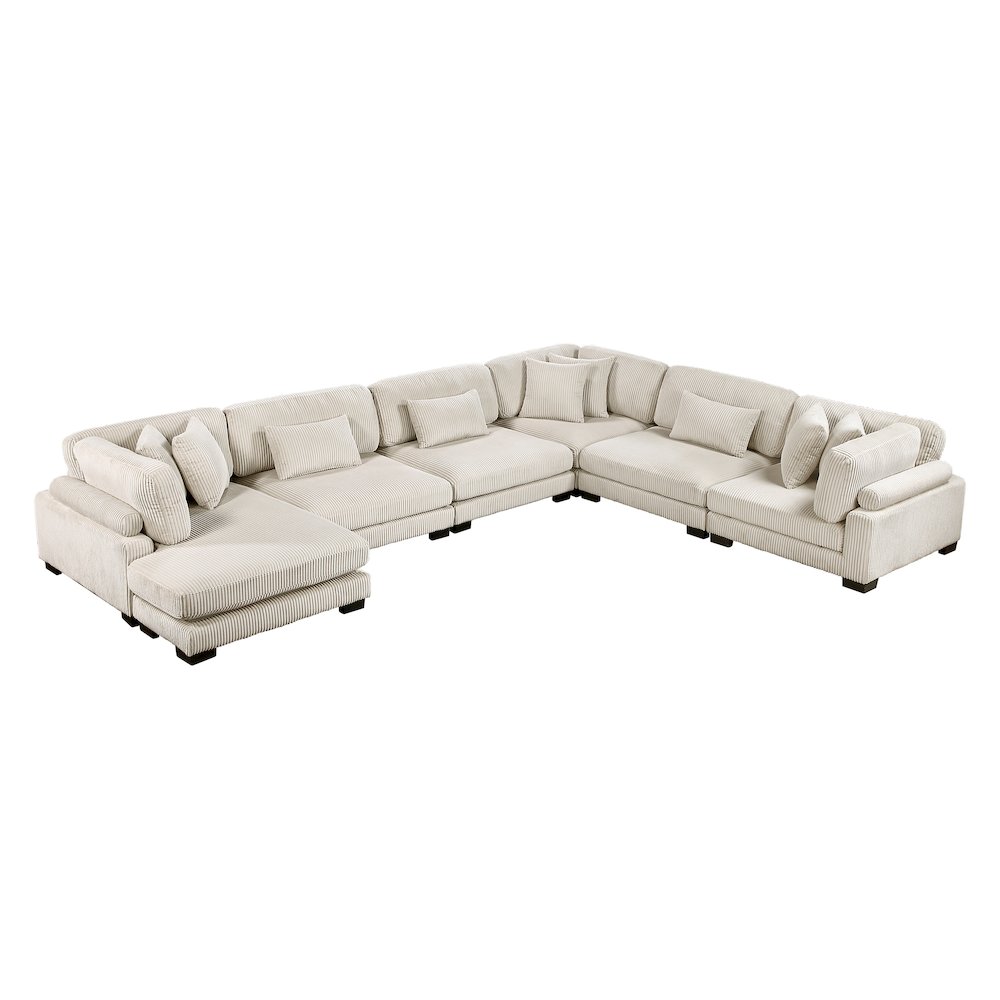 Traverse Corduroy 6-Piece Modular Sectional with chaise in Beige. Picture 2