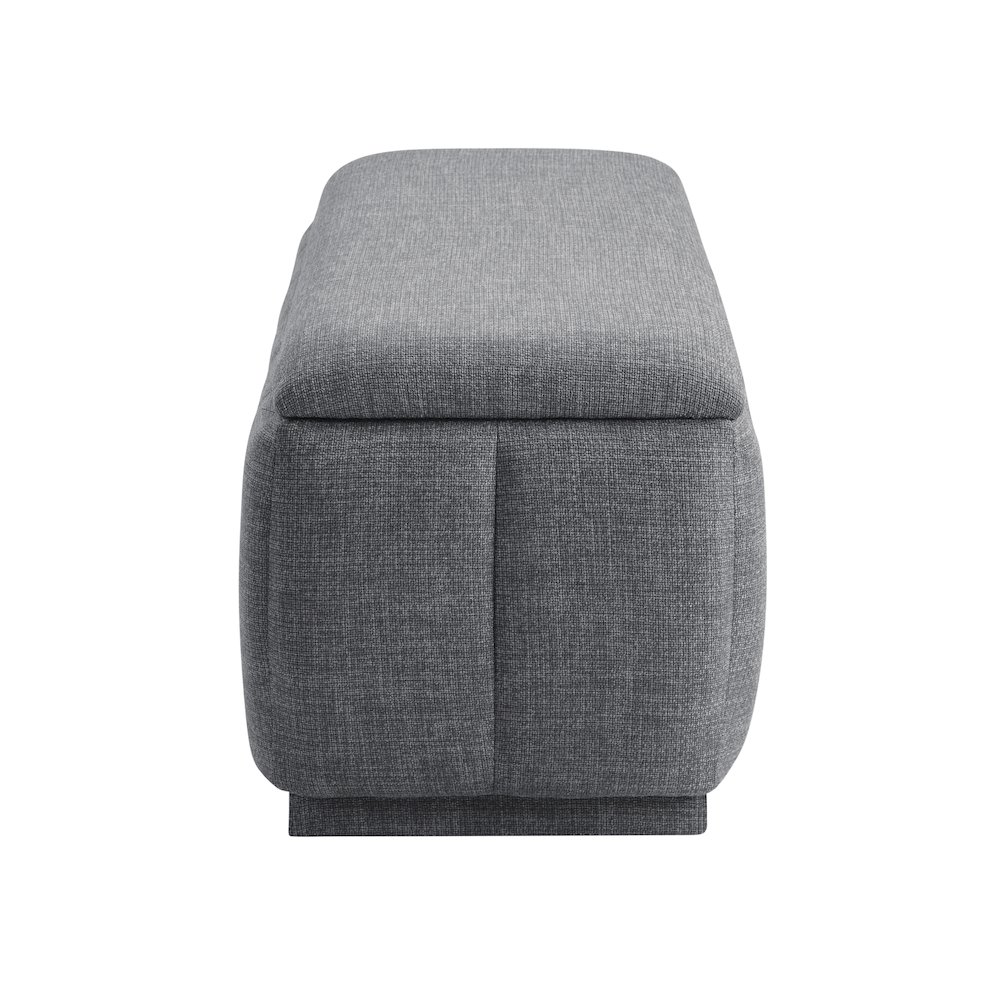 Maize Textured Lift Top Storage Bench in Gray. Picture 5