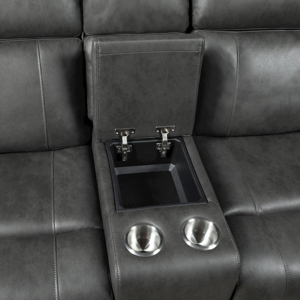 Kellen Microfiber Double Reclining Love Seat in Smoky Gray. Picture 7