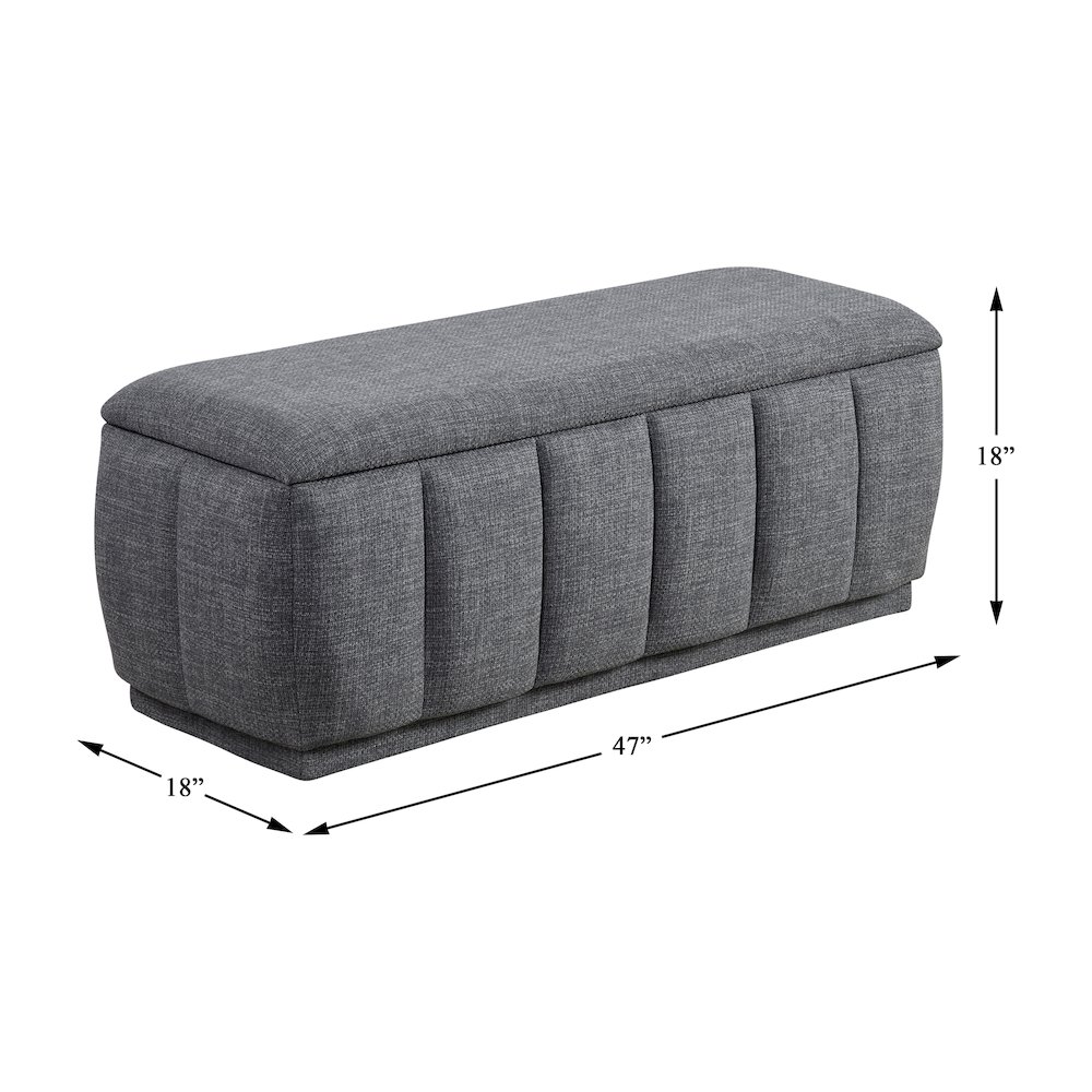 Maize Textured Lift Top Storage Bench in Gray. Picture 4