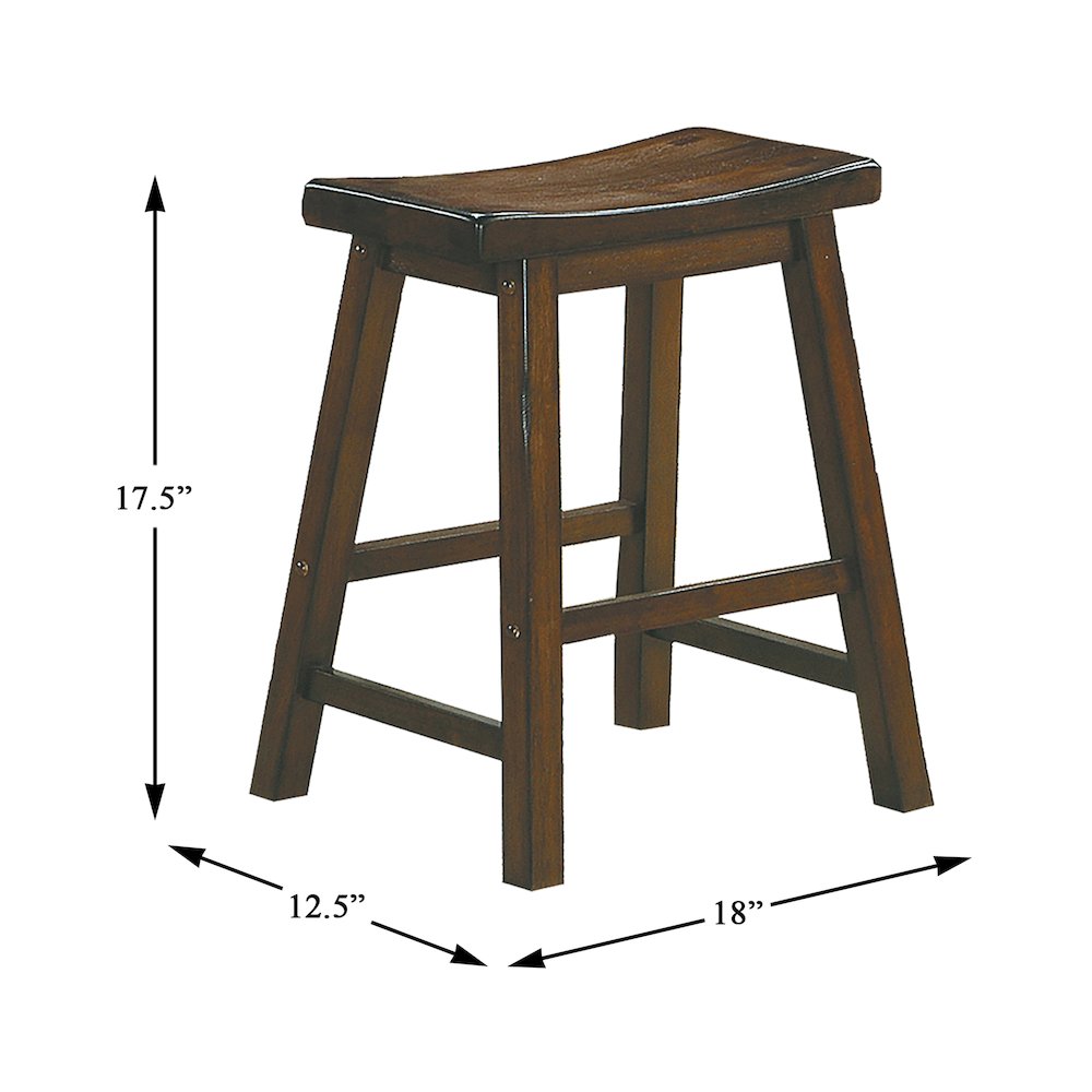 Saddleback Solid Wood 18" Height Stool, Set of 2 in Cherry Finish. Picture 4
