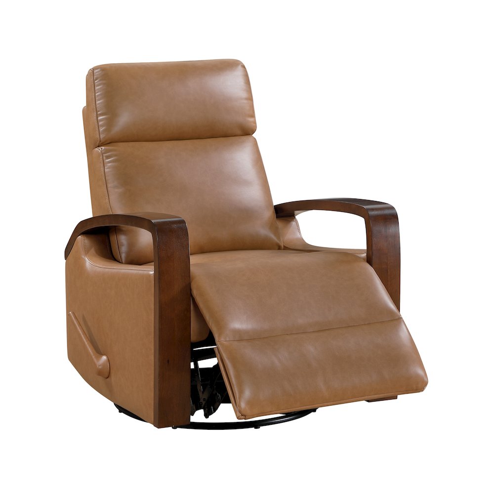 Margerie Faux Leather Swivel Glider Reclining Chair in Camel. Picture 6