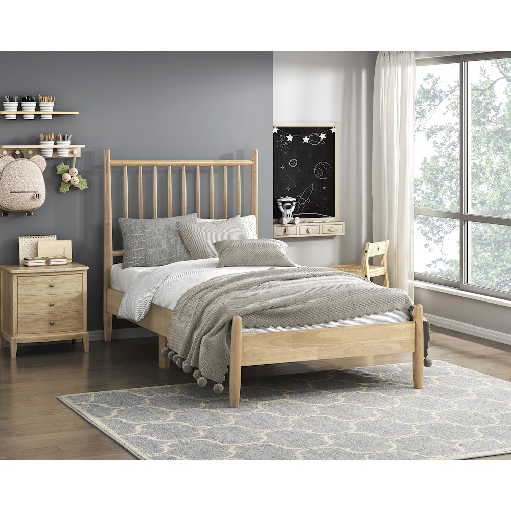 Brickell Rubberwood Twin Platform Bed in Natural. Picture 3