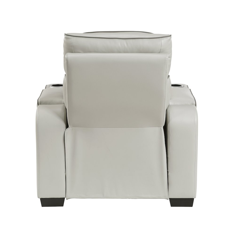 Fairway Faux Leather Power Reclining Chair with Power Headrest in Taupe. Picture 4