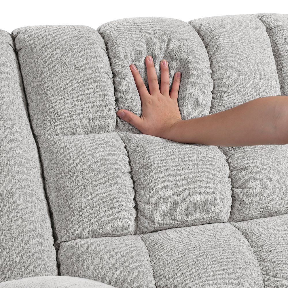 Baldwin Chenille Rocker Reclining Chair in Light Gray. Picture 8