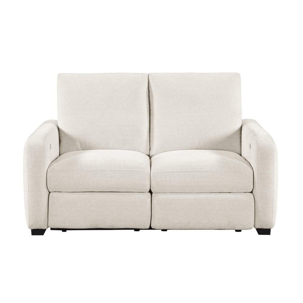 Vera Chenille Power Double Reclining Love Seat in Beige. Picture 4