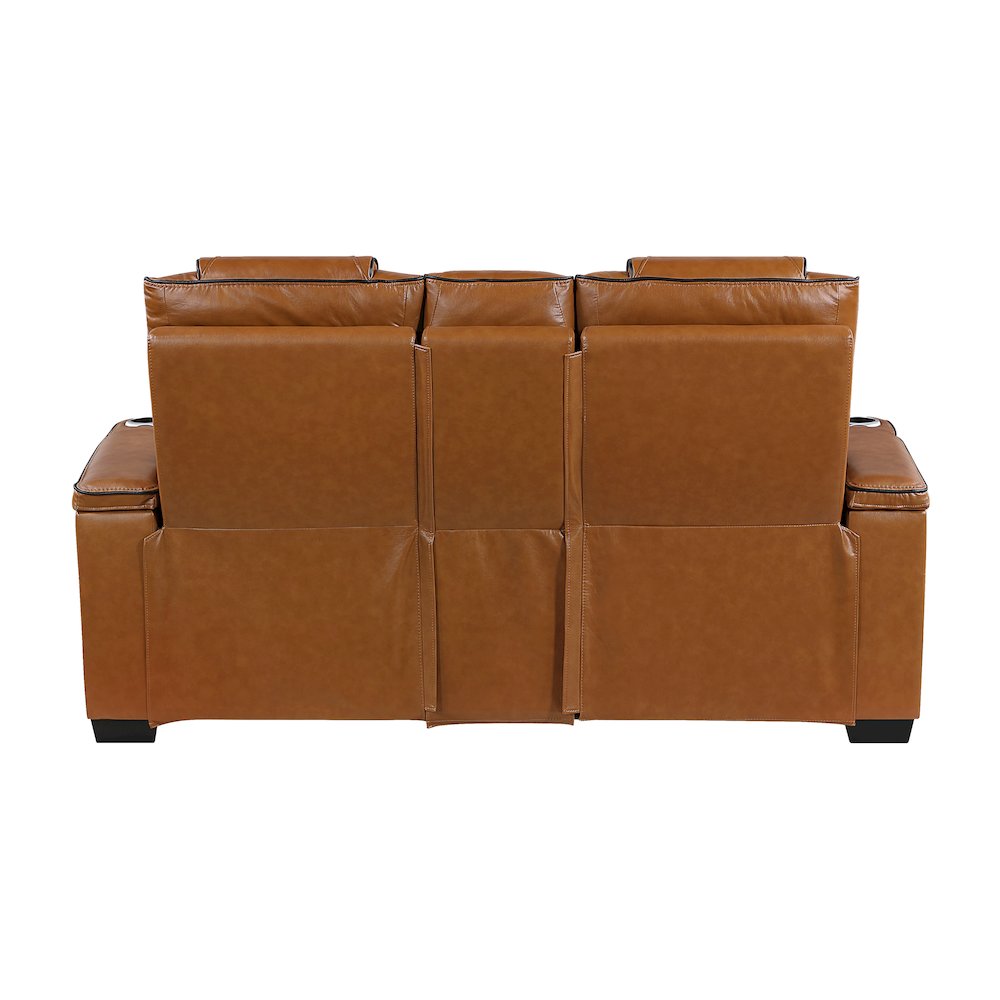 Apex Leather Pwr Double Reclining Love Seat with Center Console in Brown. Picture 3