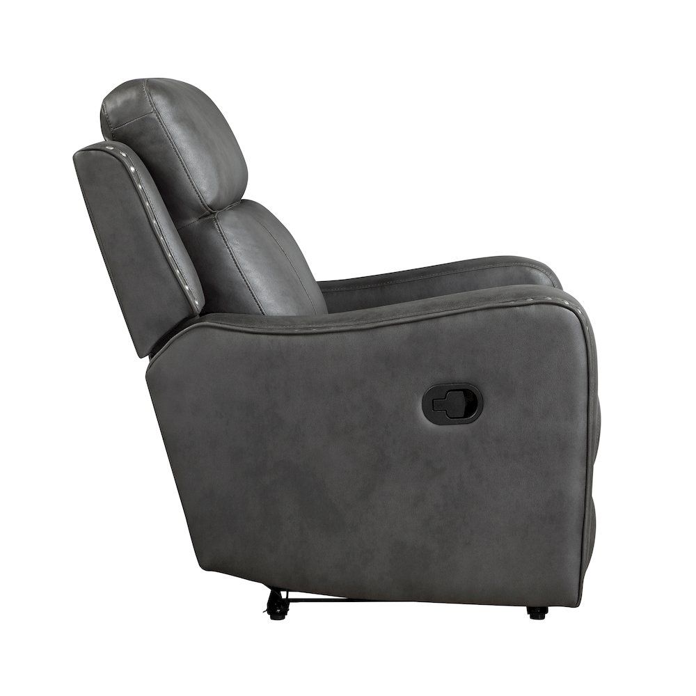 Kellen Microfiber Reclining Chair in Smoky Gray. Picture 6