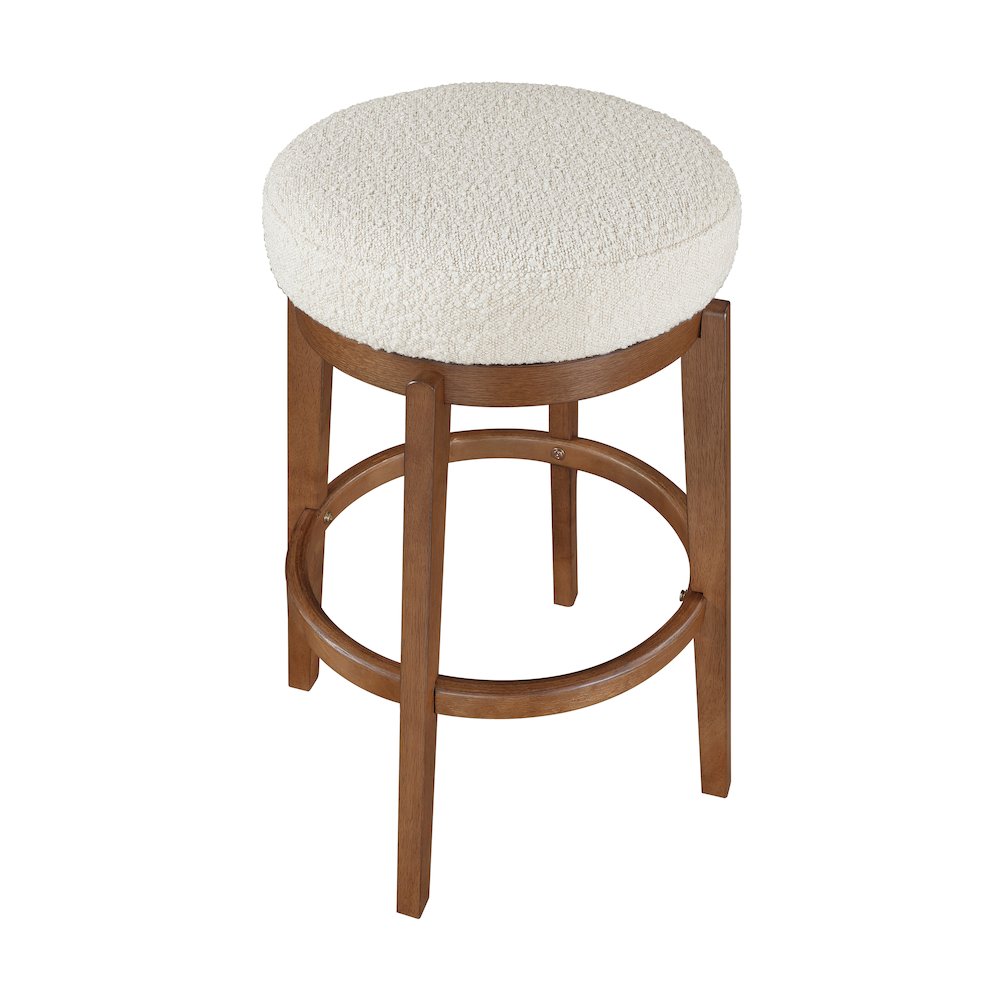 Lily Asian Hardwood Swivel Pub Height Chair in Brown. Picture 2