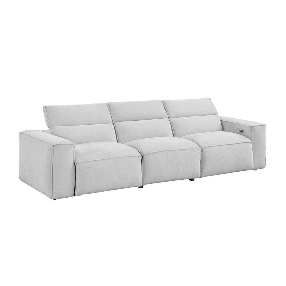 Phoebe Microfiber Power Double Reclining Sofa in Light Gray. Picture 6