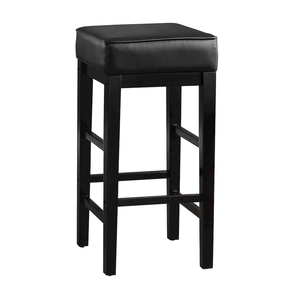 Pittsville Solid Wood 29" Height Square Stool, Set of 2 in Black. Picture 1
