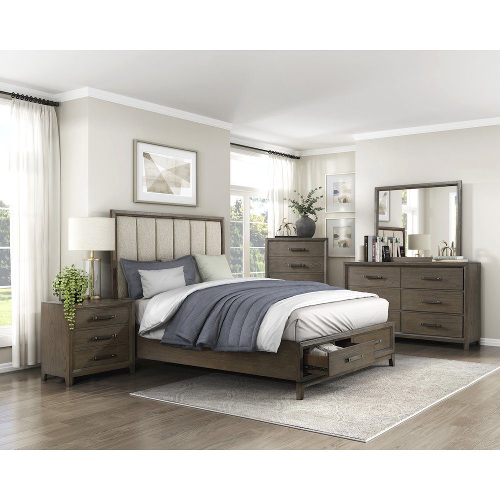 Aris Asian Hardwood Nightstand in Dark Walnut. Picture 2