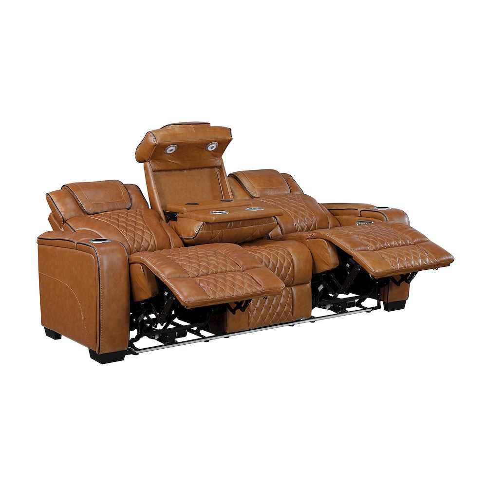 Apex Leather 3pc Set: Sofa, Love, Chair in Brown. Picture 6