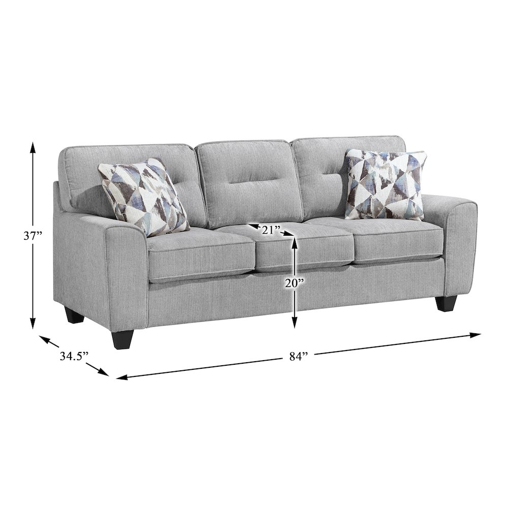 Bennett Chenille 3pc Set: Sofa, Love, Chair in Gray. Picture 5