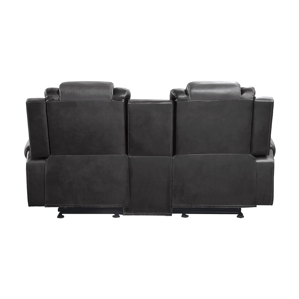 Briscoe F. Leather Dbl Gldr Rclng L.Seat in 2-Tone (L. Gray and D. Gray). Picture 4