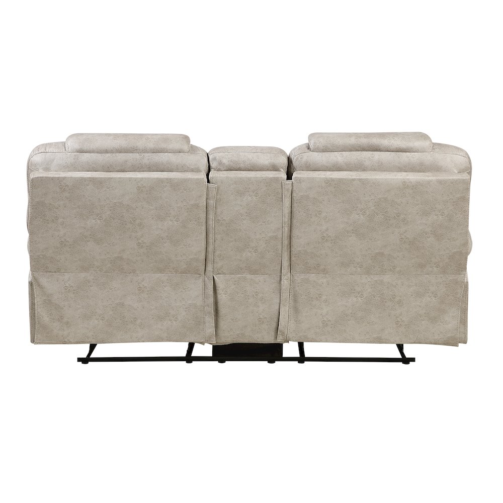Gainesville Microfiber Dbl Rclng Love Seat with Center Console in Pewter. Picture 3