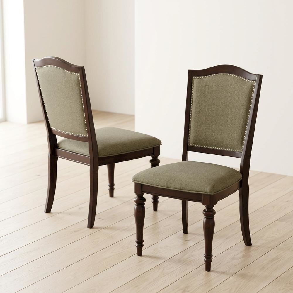Marston Asian Hardwood High-Back Wood Dining Side Chairs, Dark Cherry, Set of 2. Picture 4