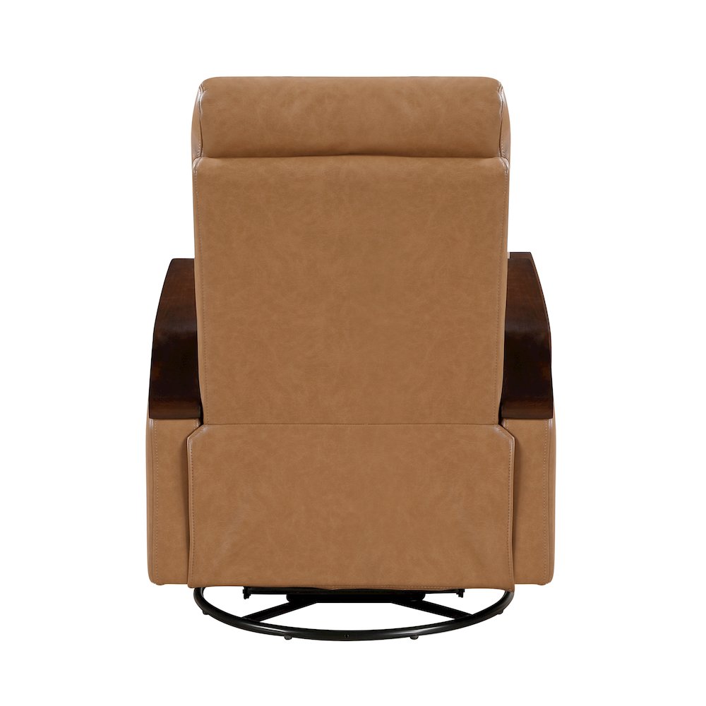 Margerie Faux Leather Swivel Glider Reclining Chair in Camel. Picture 3