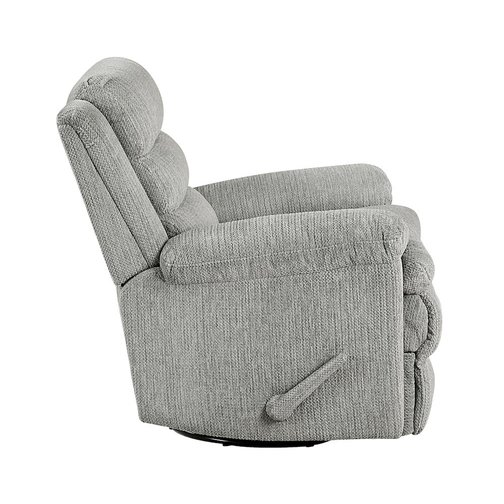 Oxford Microfiber Swivel Glider Reclining Chair in Gray. Picture 6