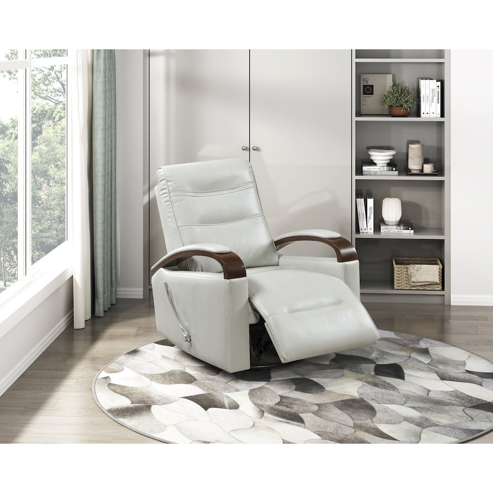 Margot Faux Leather Swivel Glider Reclining Chair in Smoke. Picture 2
